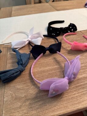 Cat & Jack Girls Bow Headband Set - Lavender, Navy, Black, White, Pink & Denim
